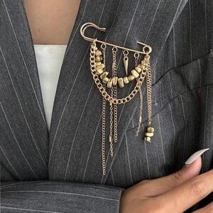 Anthropologie Gold Chain Brooch